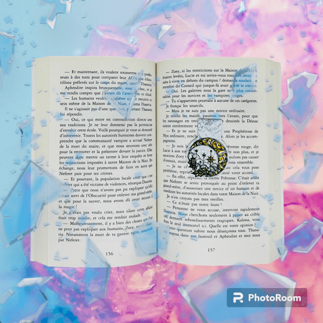 Marque page magnétique vitrail lunaire