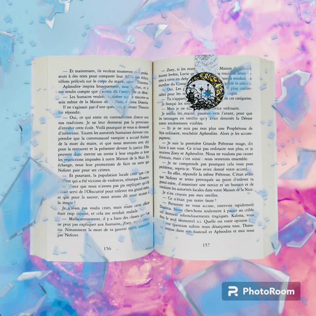 Marque page magnétique vitrail lunaire